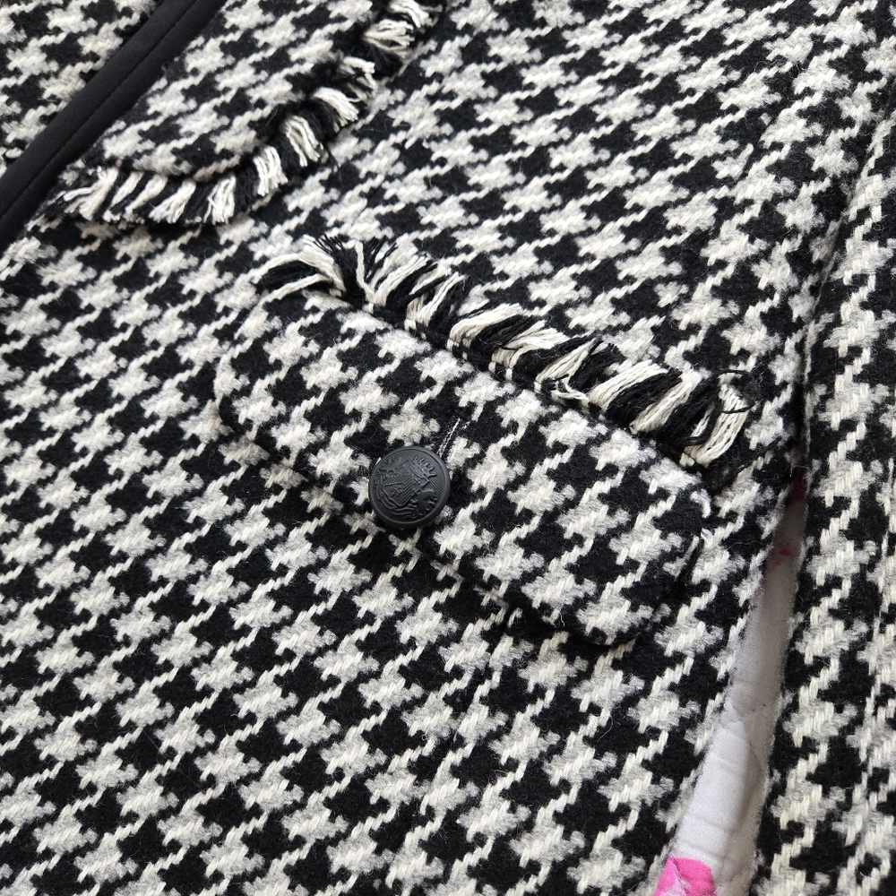EXPRESS Blazer Coat Houndstooth Black and White - Picture 13 of 13